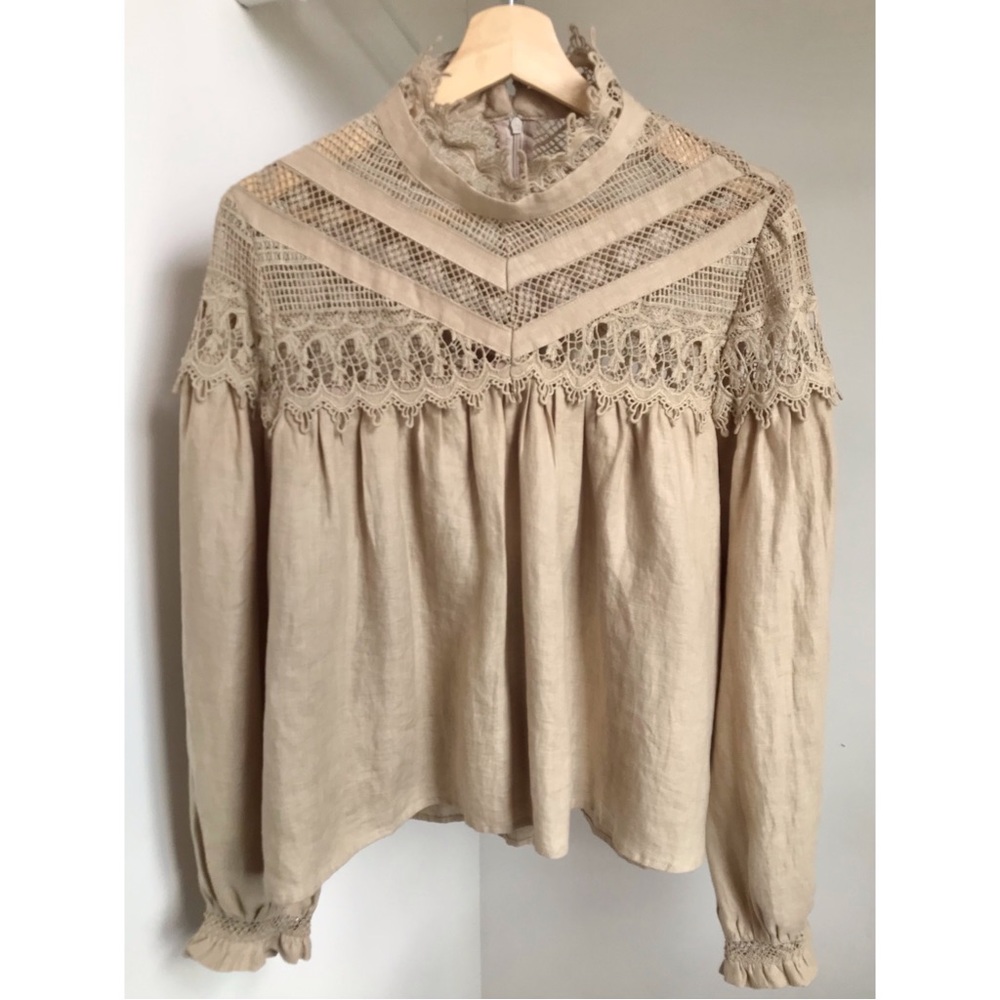 Meadows • 4 • Vinca Crochet Yoke Puff Sleeve Linen Blouse
